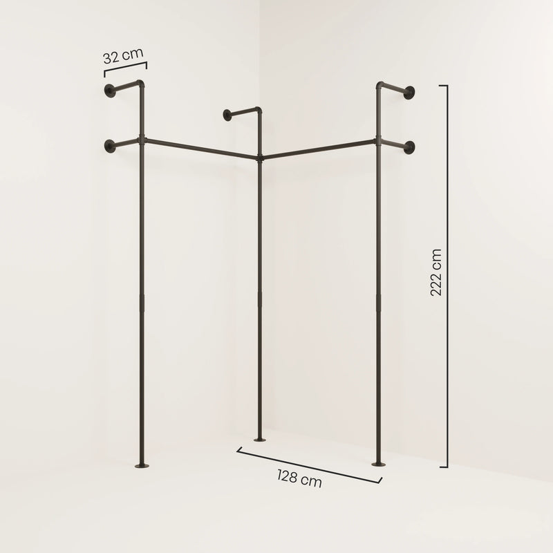 KIM EDGE 2 – tringle à vêtements coin | Armoire industrielle