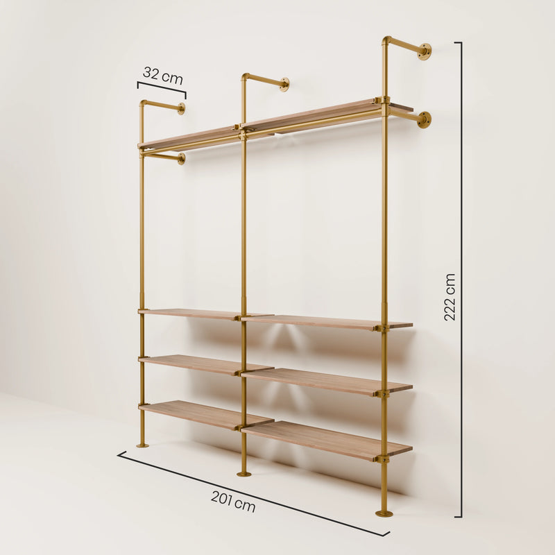 KIM 2 OAK – 8 Regalböden | Gold