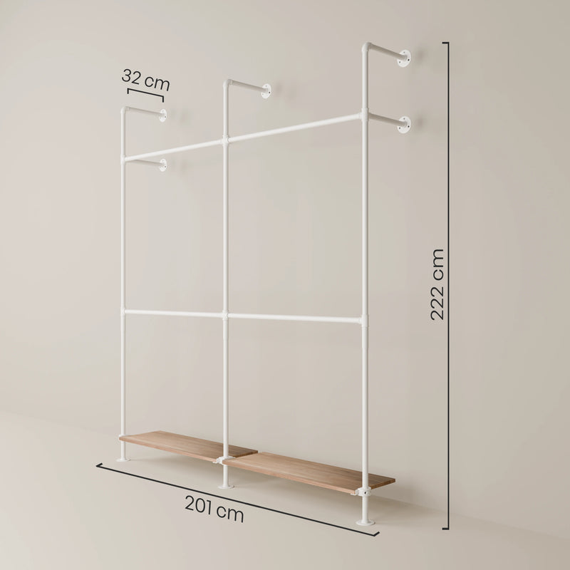KIM DOUBLE 2 OAK – 2 Regalböden unten | Weiß