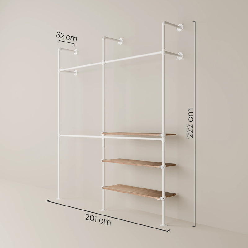 KIM DOUBLE 2 OAK – 3 Regalböden | Weiß