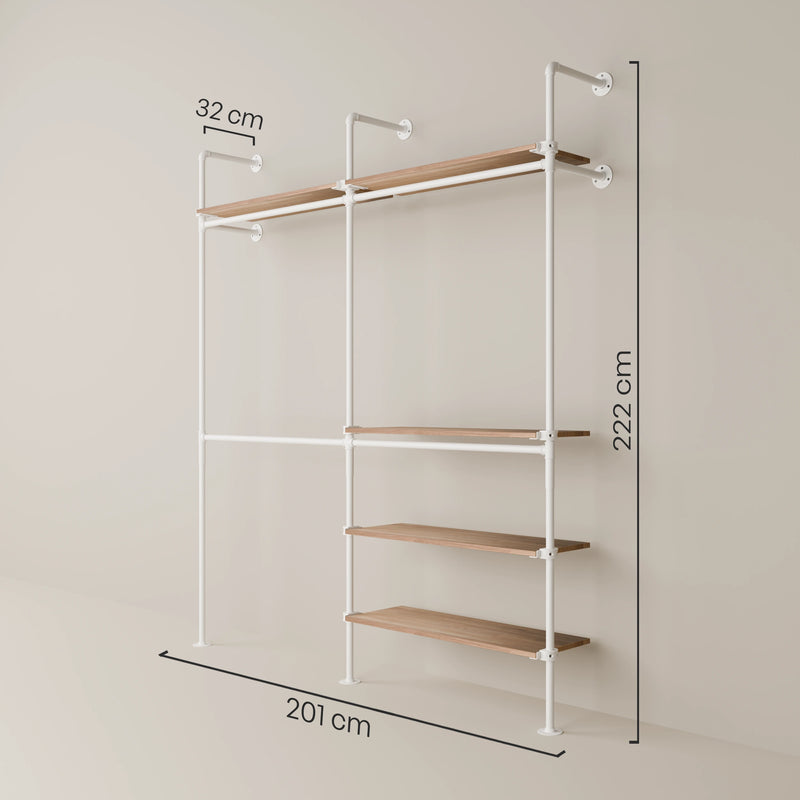 KIM DOUBLE 2 OAK – 5 Regalböden | Weiß