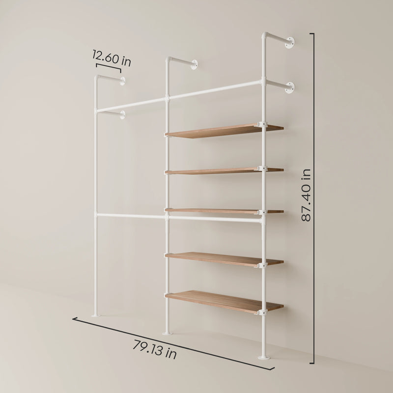 KIM DOUBLE 2 OAK – 5 étagères à droite | blanc