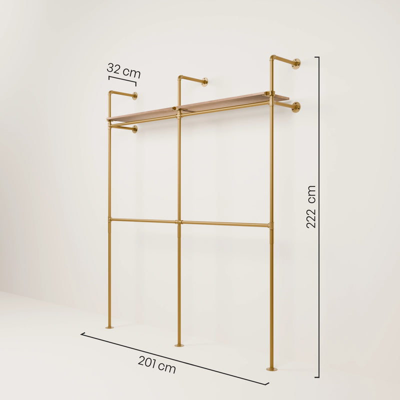 KIM DOUBLE 2 OAK – 2 étagères en haut | or