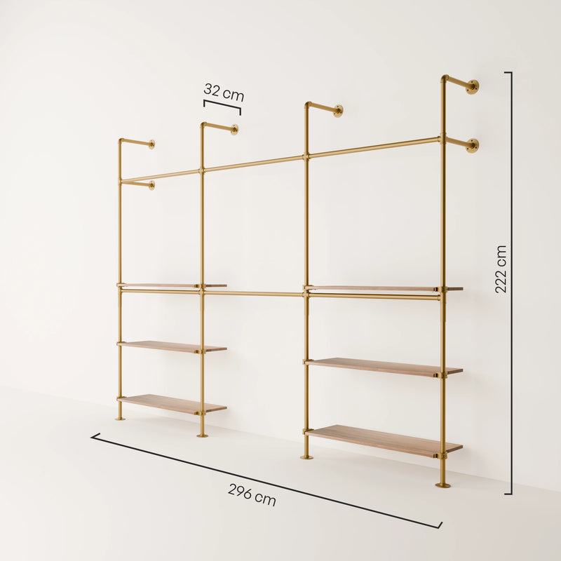 KIM DOUBLE 3 OAK – 6 étagères en bas | or