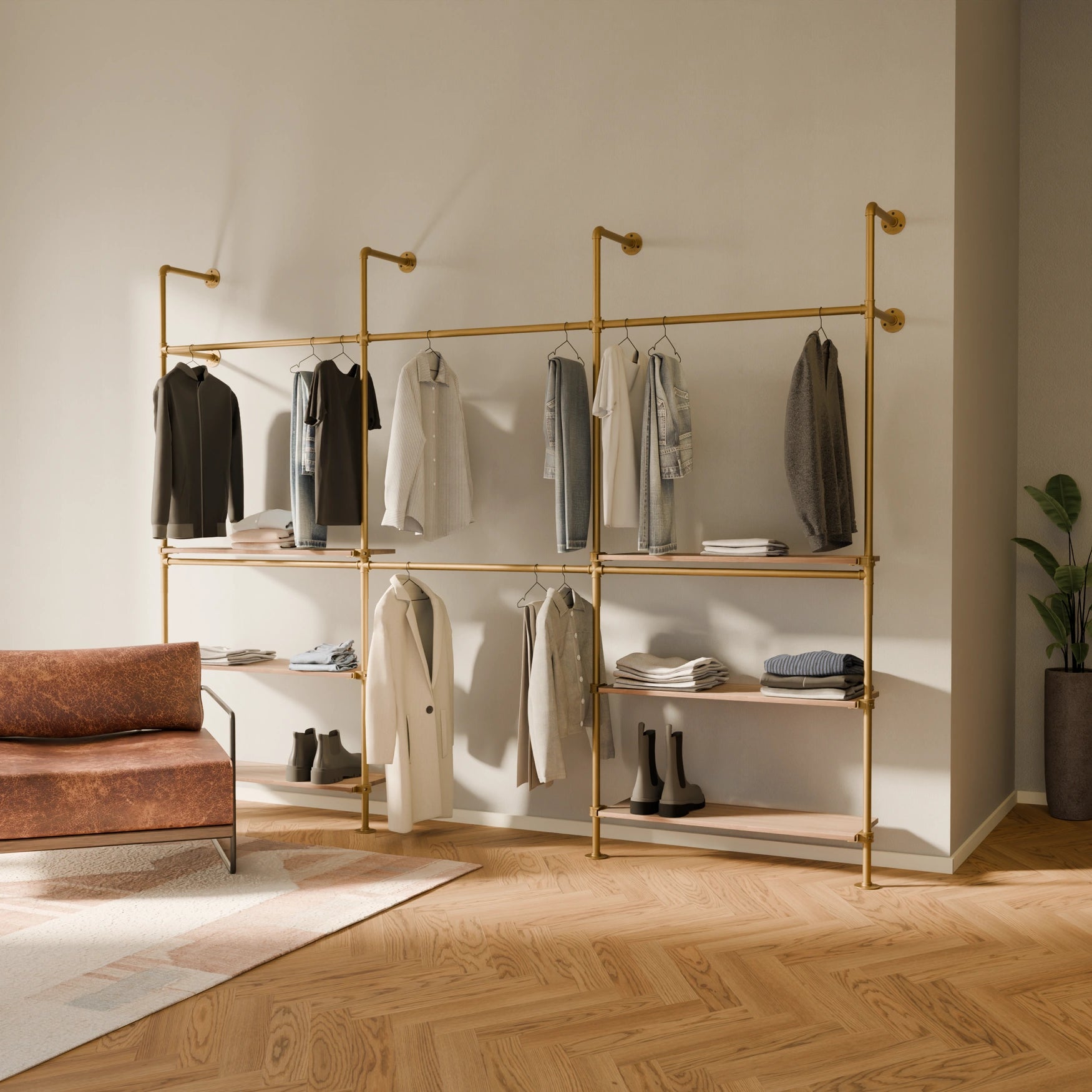 KIM DOUBLE 3 OAK – 6 étagères en bas | or