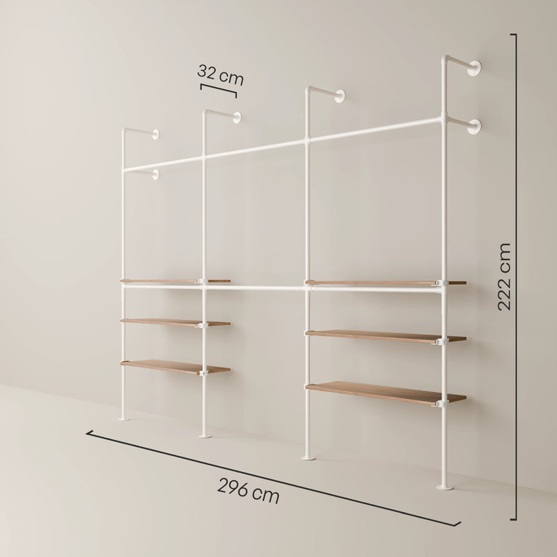 KIM DOUBLE 3 OAK – 6 étagères en bas | blanc
