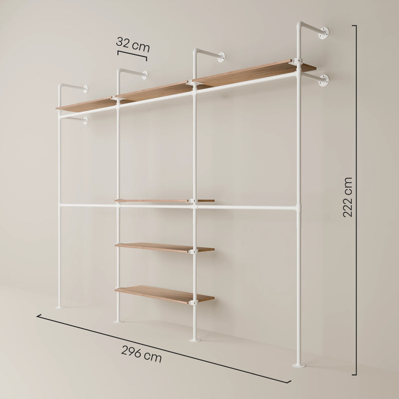 KIM DOUBLE 3 OAK – 6 Regalböden oben | Weiß