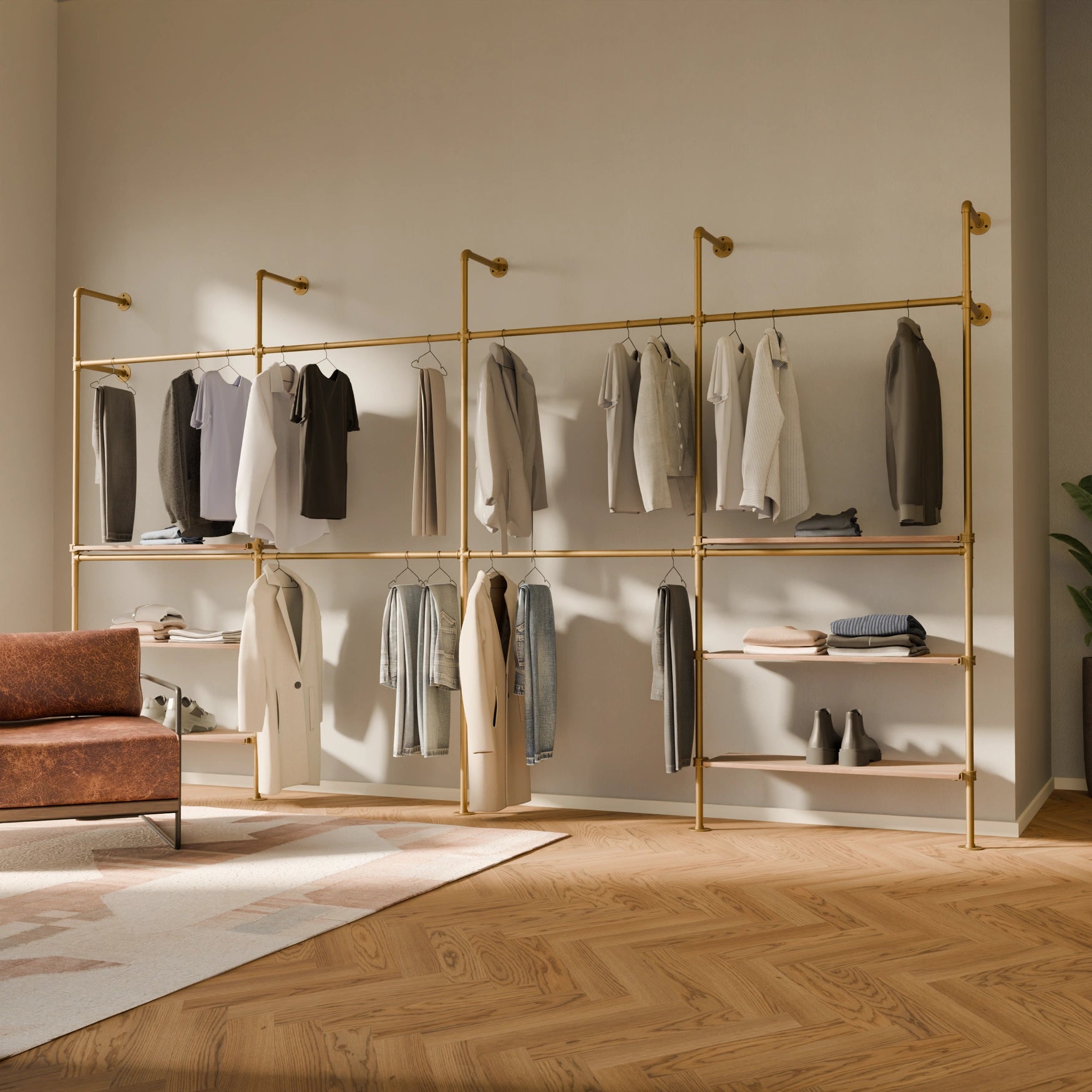 KIM DOUBLE 4 OAK – 6 étagères | or