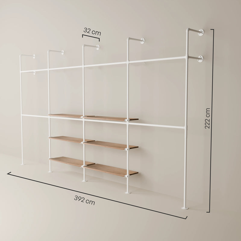 KIM DOUBLE 4 OAK – 6 étagères au milieu | blanc