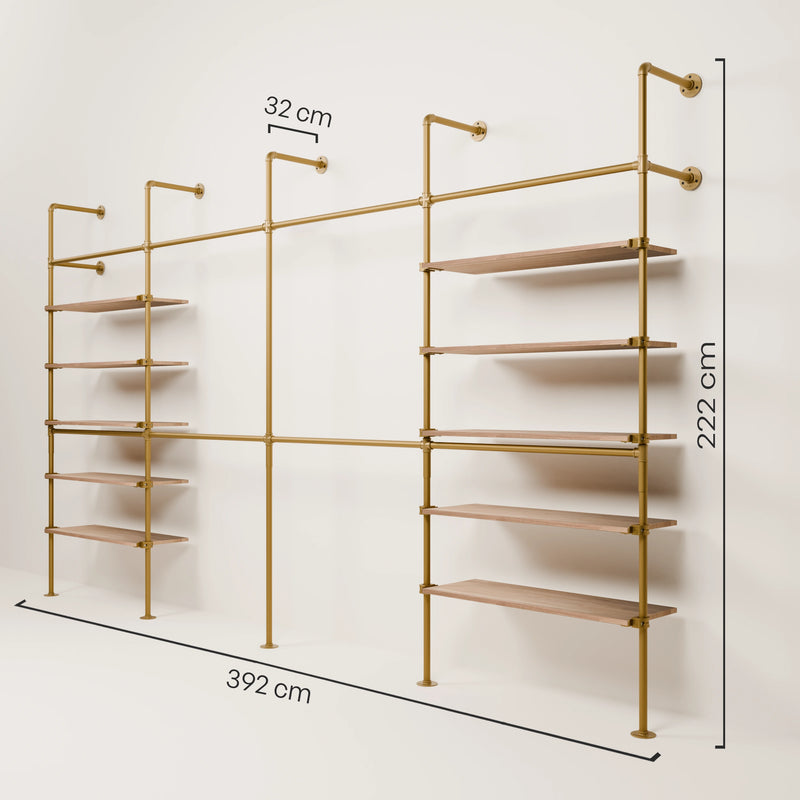 KIM DOUBLE 4 OAK – 10 Regalböden | Gold