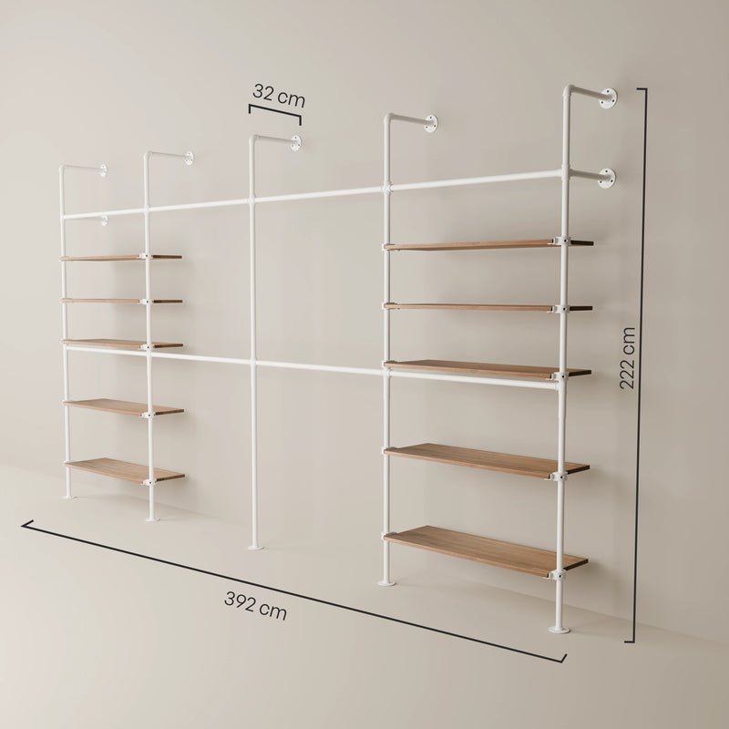 KIM DOUBLE 4 OAK – 10 étagères | blanc