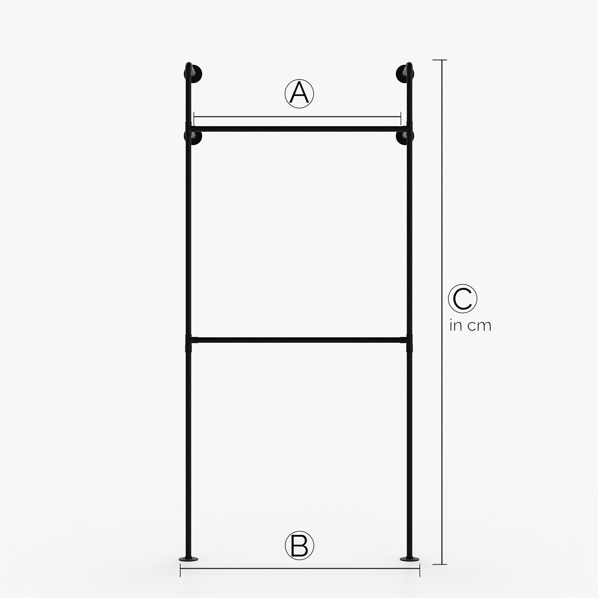 KIM I Double – garderobe industriel | industrielt design | sort rør