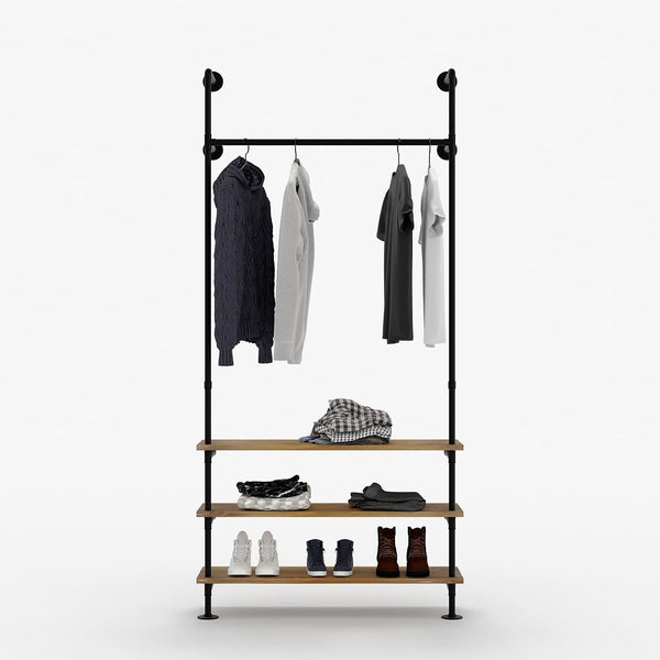  pamo freestanding Clothes Rail in Industrial loft Design - LAS  II - Wardrobe for Walk-in Closet Wall I Bedroom Clothes Rack Made of Black  Sturdy Tubes : Home & Kitchen